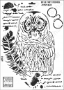 Schablone-Stencil A3 248-5061 Eule mit Feder Vintage